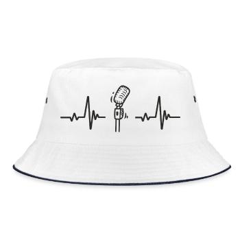 Retro Mic Singing Music Rhythm Stage Heart - Bucket Hat - white/navy - Front