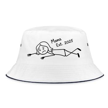 Mama Est 2025 Reclining Design - Bucket Hat - white/navy - Front