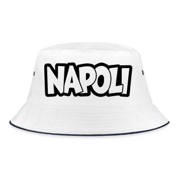 Napoli Schriftzug  - Bucket Hat - Weiß/Navy - Vorne