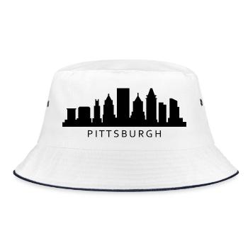 Pittsburgh Skyline - Bucket Hat - white/navy - Front