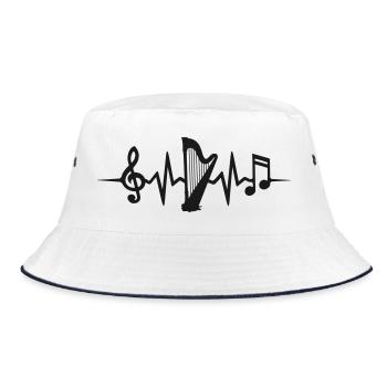 Harp heartbeat harpist harpist orchestra - Bucket Hat - white/navy - Front