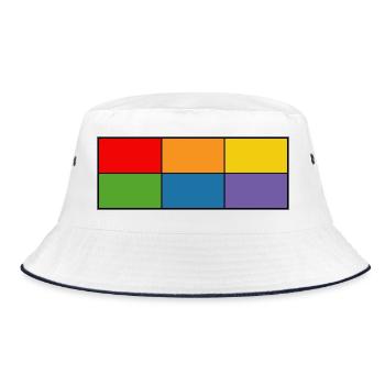 LGBT_Regenbogen_Farbblock grid - Bucket Hat - white/navy - Front