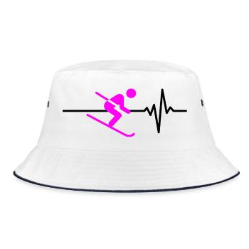 SKI FAHREN HERZSCHLAG PINK WINTER SPORT CARVING - Bucket Hat - Weiß/Navy - Vorne