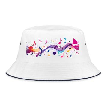 Bunte Notenströme Musik Instrumente Noten Klang - Bucket Hat - Weiß/Navy - Vorne