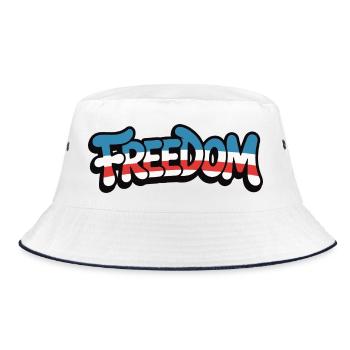 Freedom Typography Statement Design - Bucket Hat - white/navy - Front