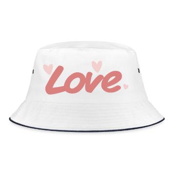 Love Pink Calligraphy Brush - Bucket Hat - white/navy - Front
