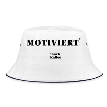 MOTIVATED – after coffee | humorous statement - Bucket Hat - white/navy - Front
