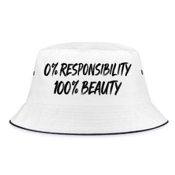 0% Responsibility 100% Beauty - Bucket Hat - white/navy - Front