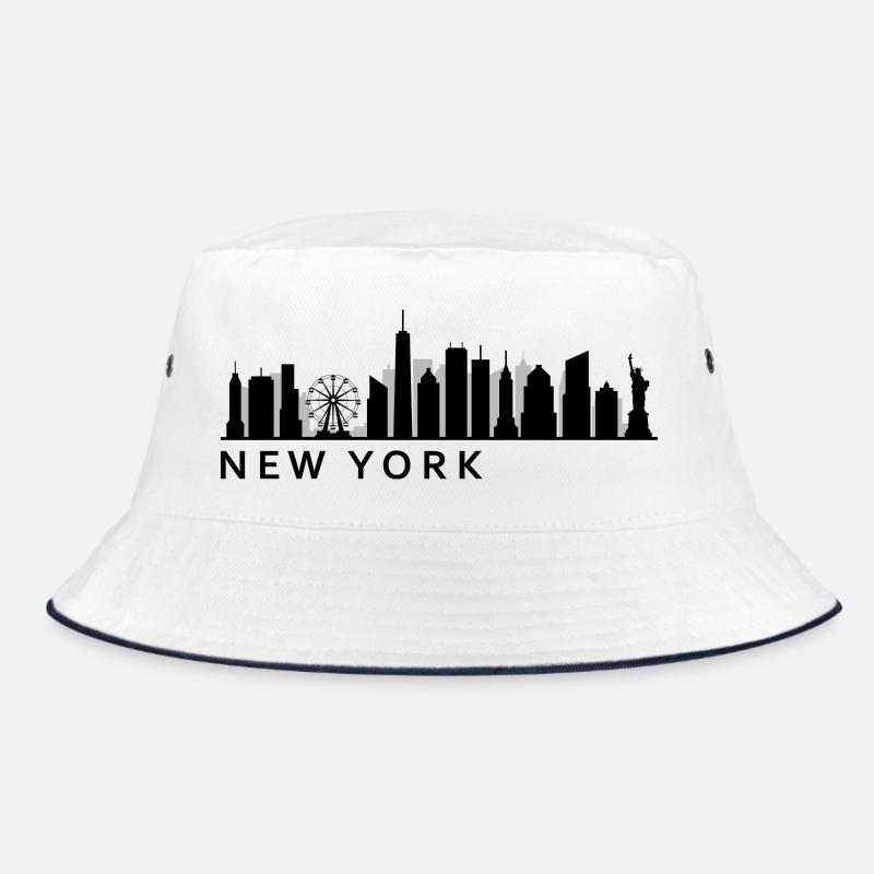New Yorker Skyline - Bucket Hat - Weiß/Navy