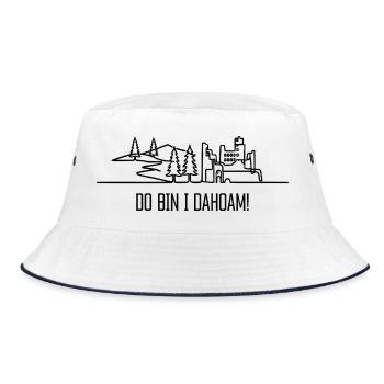 Dahoam - badisches Sprichwort Dialekt Heidelberg - Bucket Hat - Weiß/Navy - Vorne