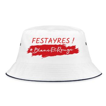 Festayre! Feria of Béziers, Dax, Nîmes, Bayonne.. - Bucket Hat - white/navy - Front