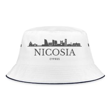 Skyline von Nikosia, Zypern - Bucket Hat - Weiß/Navy - Vorne