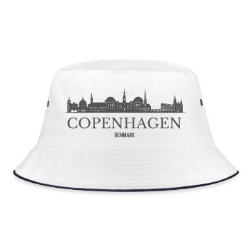 Copenhagen Denmark, Copenhagen skyline - Bucket Hat - white/navy - Front