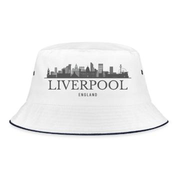 Liverpool England, Liverpool skyline - Bucket Hat - white/navy - Front
