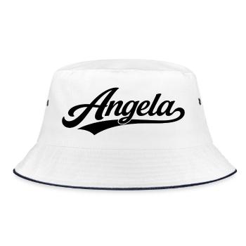 Angela-Name erster letzter Familie - Bucket Hat - Weiß/Navy - Vorne