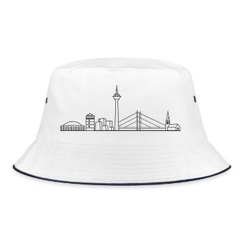 Düsssledorf Skyline Rheinturm Stadt Shirt Geschenk - Bucket Hat - Weiß/Navy - Vorne
