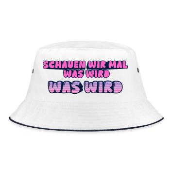 Schauen wir mal was wird - was wird - Bucket Hat - Weiß/Navy - Vorne