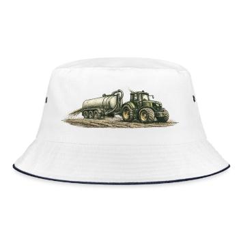 Vintage tractor with slurry tanker agriculture - Bucket Hat - white/navy - Front