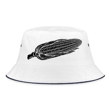 Corn on Cob Silhouette - Bucket Hat - white/navy - Front