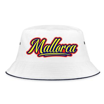 Mallorca Schrift - Bucket Hat - Weiß/Navy - Vorne