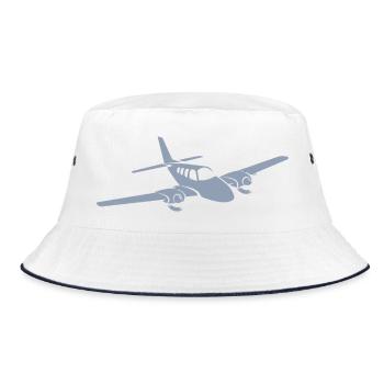 Minimalist propeller plane silhouette - Bucket Hat - white/navy - Front