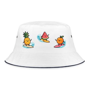 Fruit Cocktail Surfer: Tropical Summer Fun - Bucket Hat - white/navy - Front