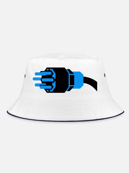 Starkstrom Stecker Elektriker - Bucket Hat - Weiß/Navy - Vorne