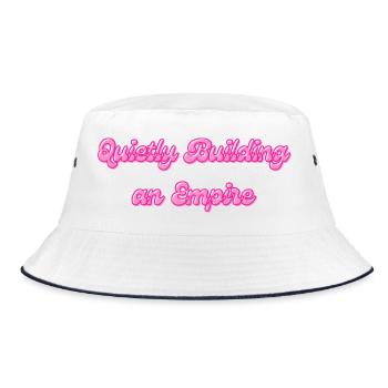Quietly Building an Empire | Motivationsspruch - Bucket Hat - Weiß/Navy - Vorne