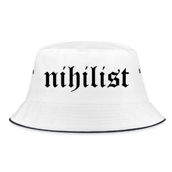 Nihilist gothic typography logo design - Bucket Hat - white/navy - Front