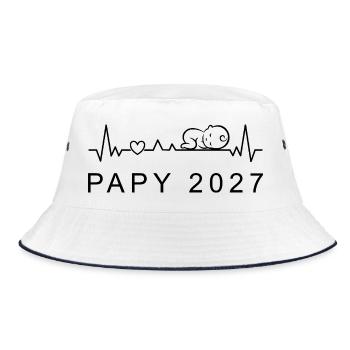 Futur Papy 2027 Battement de Cœur Grossesse - Bucket Hat - white/navy - Front