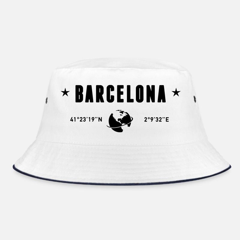 Barcelona Spain Coordinates Planet Earth Bucket Hat