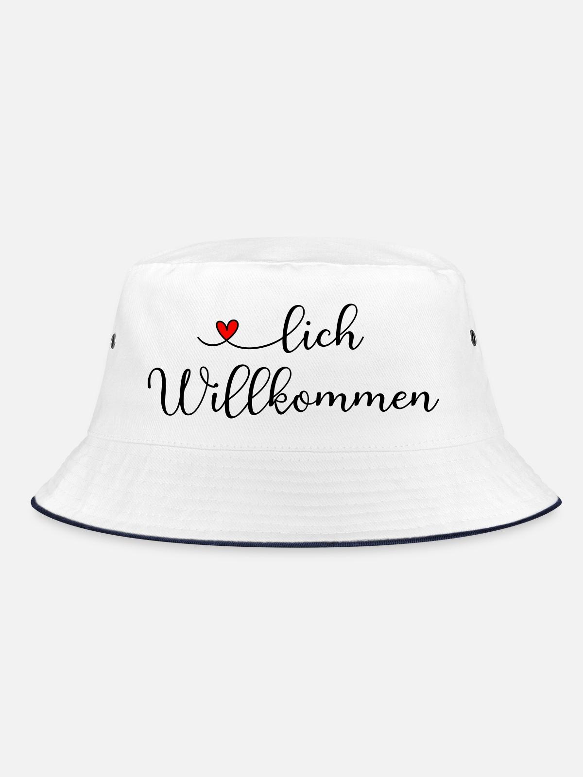 Herzlich Willkommen - Bucket Hat - Weiß/Navy - Vorne