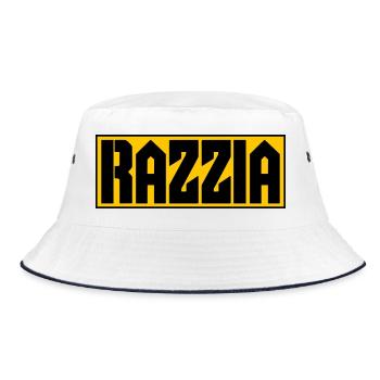 RAZZIA Typo Contrast Yellow Black - Bucket Hat - white/navy - Front