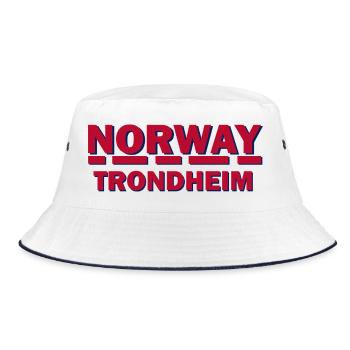 Norwegen-Trondheim Fettstadttypografie - Bucket Hat - Weiß/Navy - Vorne