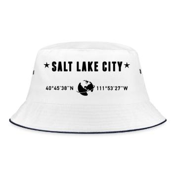 Salt Lake City Utah Coordinates Globe - Bucket Hat - white/navy - Front