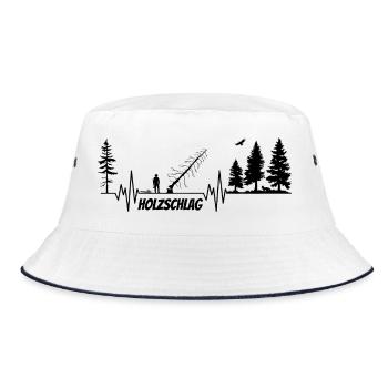 Herzschlag Puls Holzfäller Motorsäge BLACK v2 - Bucket Hat - Weiß/Navy - Vorne