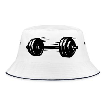 Barbell Symbol Dumbbells - Bucket Hat - white/navy - Front