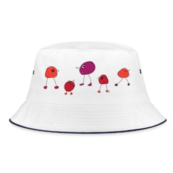 Colorful Bird Troop Cartoon Design - Bucket Hat - white/navy - Front