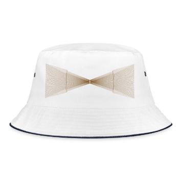 Geometrische Fliege – Braune generative Linienkunst - Bucket Hat - Weiß/Navy - Vorne