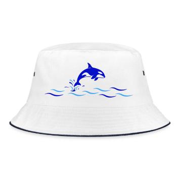 Orca jumps over waves - Bucket Hat - white/navy - Front