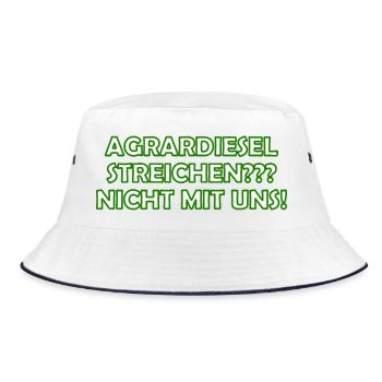 Agrardiesel streichen? Nicht mit Uns - Bucket Hat - Weiß/Navy - Vorne