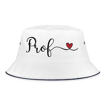 Prof Heart Typography Gift - Bucket Hat - white/navy - Front