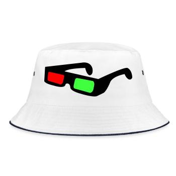 Neon Blocks in Night Contrast - Bucket Hat - white/navy - Front
