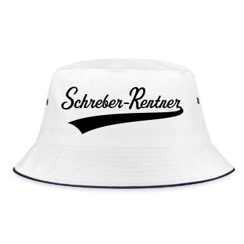 Schreber-Rentner (Rentner / Schrebergärtner / B) - Bucket Hat - Weiß/Navy - Vorne