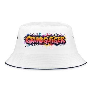 Grundgütger Graffiti Neon-Explosion - Bucket Hat - Weiß/Navy - Vorne