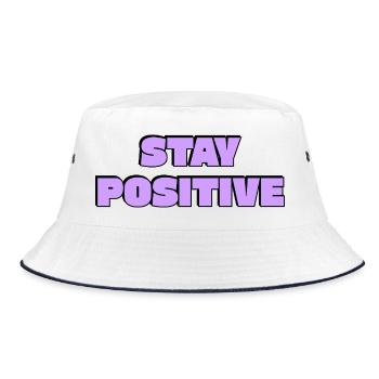 Positiv bleiben Fett Retro-Text - Bucket Hat - Weiß/Navy - Vorne