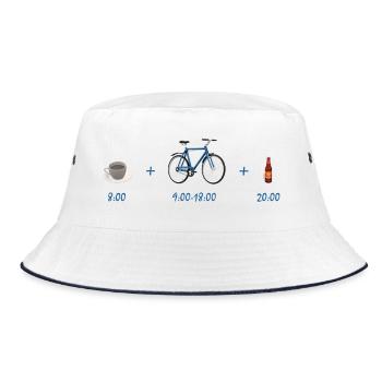 Morgenkaffee Radfreude - Bucket Hat - Weiß/Navy - Vorne