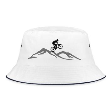 Cycling Mountain Bike Cycling Mountains - Bucket Hat - white/navy - Front