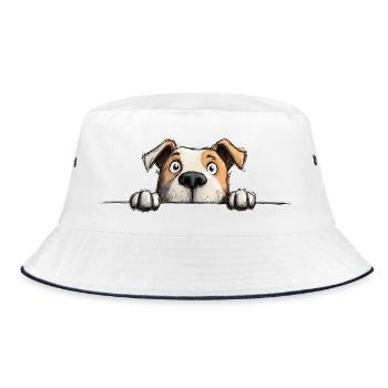 Peeking Staffy Funny Dog Lover Merch - Bucket Hat - white/navy - Front