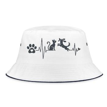 Motif de chat et de chien en forme de vague de cœur - Bob - blanc/marine - Devant